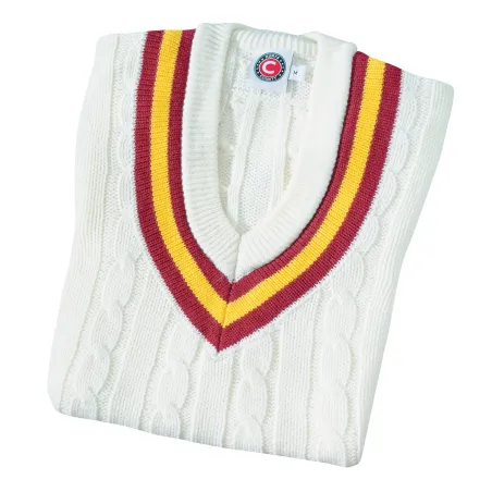 Hunts County Junior Cricket Sweater - Maroon / Goud
