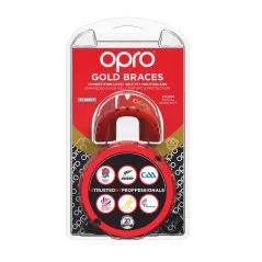 OPRO Self-Fit GEN4 Gold Braces Mouthguard - Red/Pearl