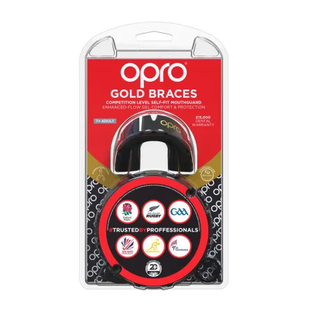 OPRO Self-Fit GEN4 Gold Braces Mouthguard - Black/Gold  - Hockey Mouthguards