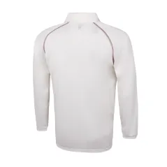 TK Long Sleeve Cricket Shirt - Maroon Trim