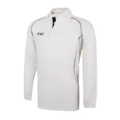 TK Long Sleeve Cricket Shirt - Green Trim