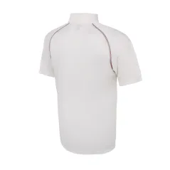 TK cricketshirt met korte mouwen - kastanjebruine afwerking