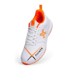 Payntr V Spike Cricket Shoes - White/Orange (2022)