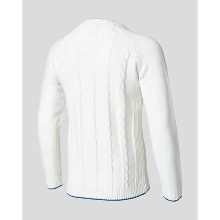 England Cricket Mens Long Sleeve Knitted Sweatshirt - White