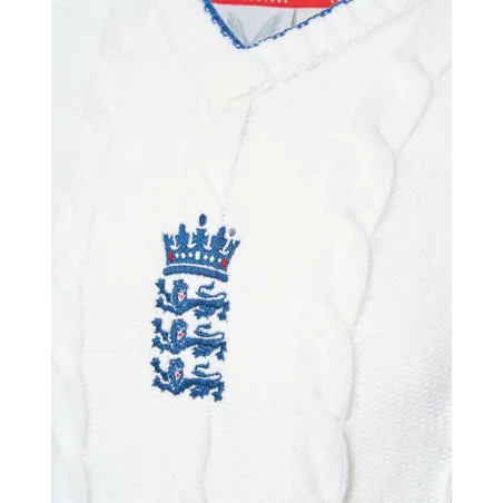 England Cricket Mens Long Sleeve Knitted Sweatshirt - White