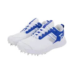 Kookaburra KC 1.0 Spike Cricket Shoes - White/Royal (2023)