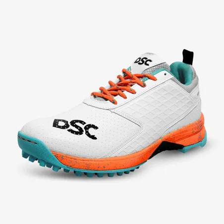 DSC Jaffa 22 Rubber Cricket Shoes - White/Orange (2023)