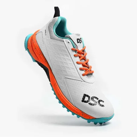 DSC Jaffa 22 Junior Cricket Shoes - White/Yellow (2023) - DSC