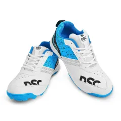 DSC Zooter Cricket Shoes - White/Blue (2023) - Zapatos de