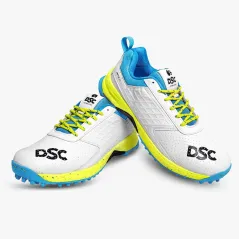 DSC Jaffa 22 Cricket Shoes - White/Yellow (2023) - Zapatos de