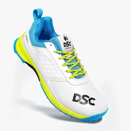 DSC Jaffa 22 Junior Cricket Shoes - White/Yellow (2023) -