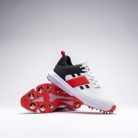 Gray Nicolls Players 3.0 Spike Cricket Shoes - White/Black/Red (2024)