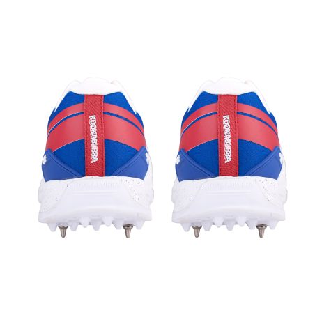 Kookaburra KC 1.0 Spike Cricket Shoes - White/Blue/Red (2024)