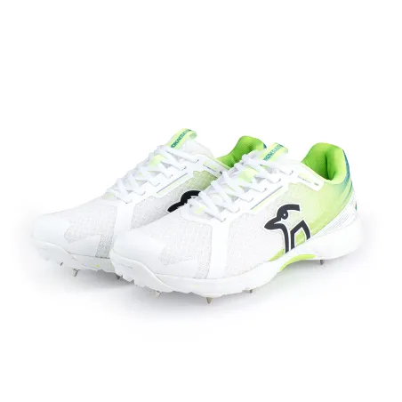 Kookaburra KC 2.0 Spike Junior Cricket Shoes - White/Lime (2024)