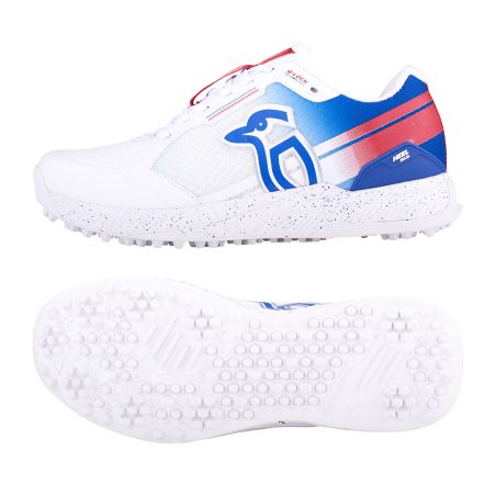 Kookaburra KC 1.0 Rubber Cricket Shoes - White/Blue/Red (2024)