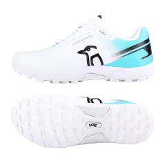 Kookaburra KC 3.0 Rubber Cricket Shoes - White/Aqua (2024)