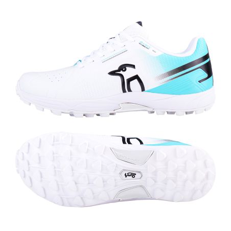 Kookaburra KC 3.0 Rubber Cricket Shoes - White/Aqua (2024)