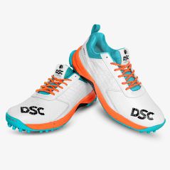 DSC Jaffa 22 Cricket Shoes - White/Orange (2024) - DSC Cricket