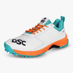 DSC Jaffa 22 Rubber Cricket Shoes - White/Orange (2024)