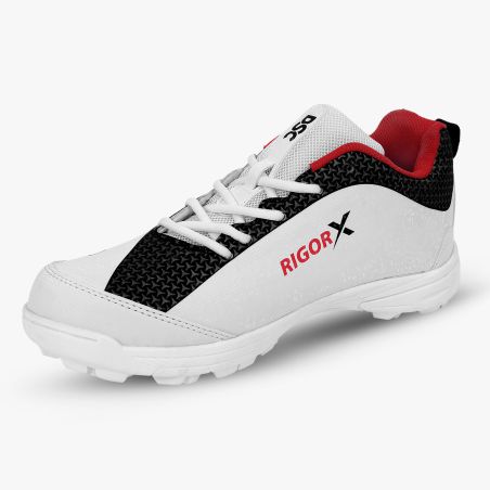 DSC Rigor X Junior Cricket Shoes - White/Black (2024)