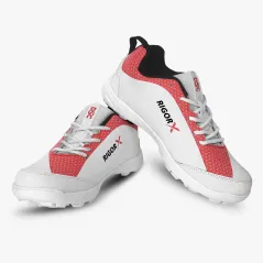 DSC Rigor X Cricket Shoes - White/Red (2024)
