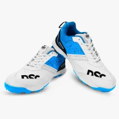 DSC Zooter Junior Rubber Cricket Shoes - White/Blue (2024)