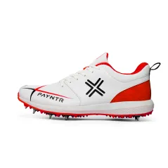 Payntr V Junior Spike Cricket Shoes - White/Red (2024)