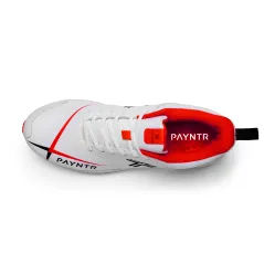 Payntr V Junior Spike Cricket Shoes - White/Red (2024)