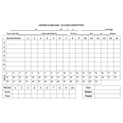 50 cartas de partido de árbitros de Cricket (paquete de 25) -