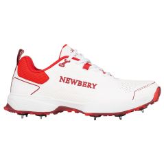 Newbery 360 Spike Cricket Shoes - White/Red (2025)